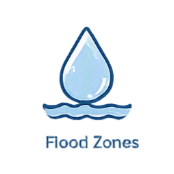 Minimalist water‑drop icon representing Florida flood zones, elevation concerns, and coastal risk awareness.