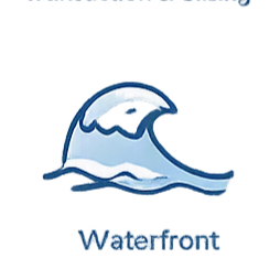 Waterfront property FAQ icon for Florida coastal and waterfront real estate, covering docks, seawalls, boat lifts, flood zones, insurance, maintenance, and waterfront homeownership.